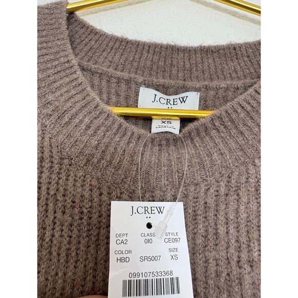 NWT J. Crew Ribbed Boyfriend Crewneck Sweater Size XS Extra-Soft Yarn Brown - Picture 5 of 12